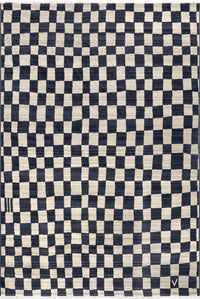 Rasali Checkered Box Rug | Navy - Real Life Co