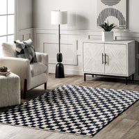 Rasali Checkered Box Rug | Navy - Real Life Co