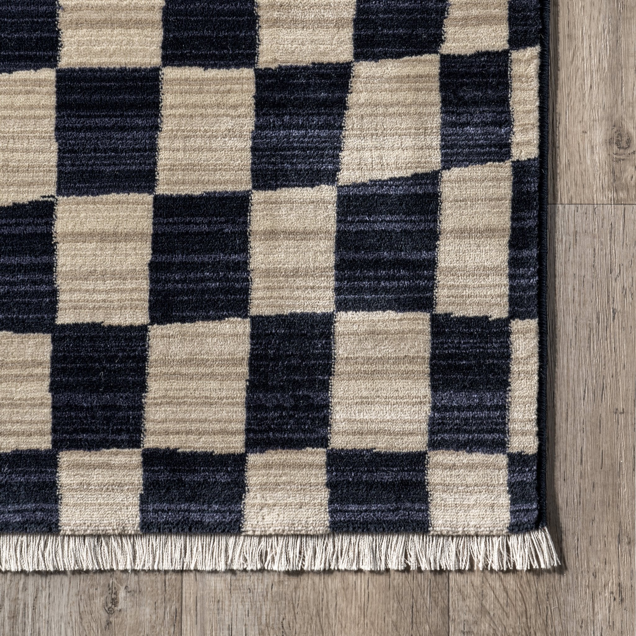 Rasali Checkered Box Rug | Navy