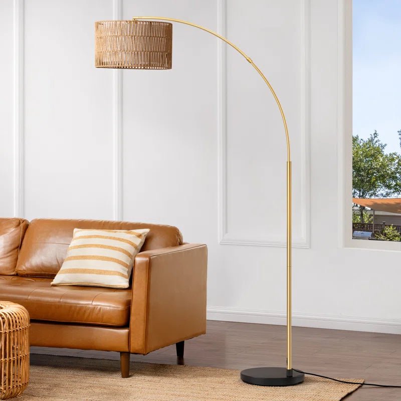 Rattan Arched Dimmable Floor Lamp