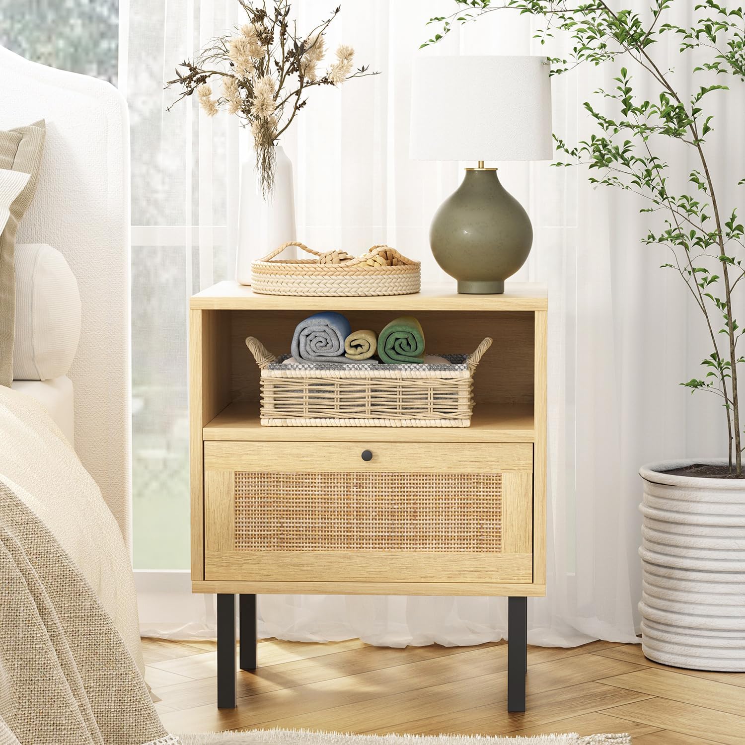 Rattan Nightstands Set of 2