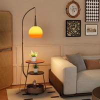 Retro Orange Floor Lamp with Tea Table & Storage Bucket - Real Life Co