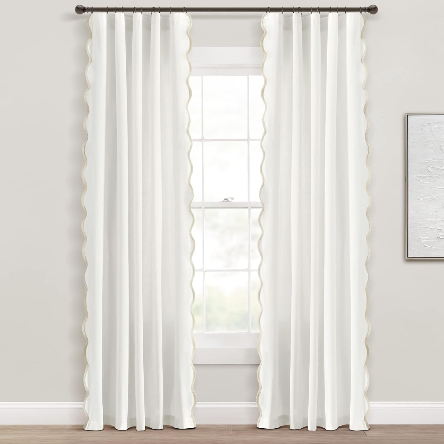 Scalloped Edge Light Filtering Window Curtain Panels Pair - Real Life Co