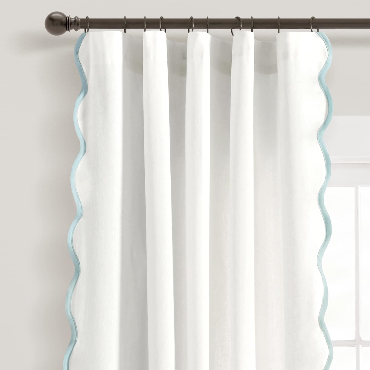 Scalloped Edge Light Filtering Window Curtain Panels Pair