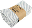 Striped Cotton Linen Blended Dinner Cloth Napkins - Set of 12 - Real Life Co