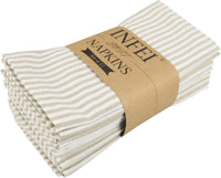 Striped Cotton Linen Blended Dinner Cloth Napkins - Set of 12 - Real Life Co