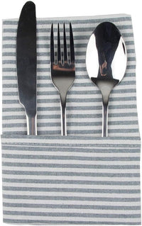 Striped Cotton Linen Blended Dinner Cloth Napkins - Set of 12 - Real Life Co