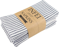 Striped Cotton Linen Blended Dinner Cloth Napkins - Set of 12 - Real Life Co