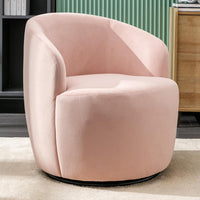 Swivel Barrel Chair, 360° Small Single Sofa Armchair Comfy round Sofa Chair, Boucle Chairs Padded Armchair, Modern round Accent Arm Chairs for Living Room Bedroom, Velvet Pink - Real Life Co