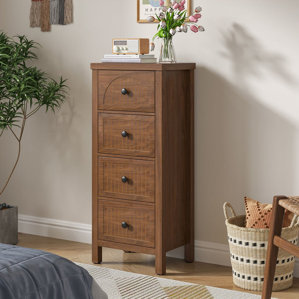 Tall nightstand with 4 Fluted Drawers