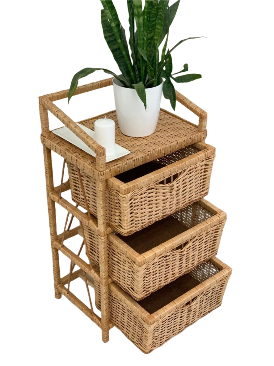 Lily Tall Wicker Nightstand