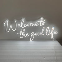 Welcome to the Good Life, Neon Lights Sign, Home Wall Sign Art Positive Quote, Housewarming Gift - Real Life Co