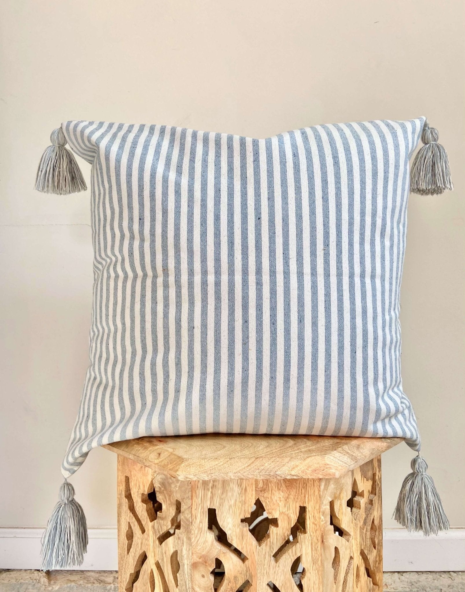 White and Blue Stripe Pillow Cover