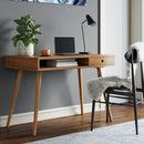 Wood Mid - Century Modern Writing Desk with Drawer - Real Life Co