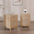 Wood & Wicker Nightstand (Set of 2) - Real Life Co