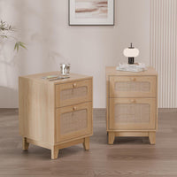 Wood & Wicker Nightstand (Set of 2) - Real Life Co